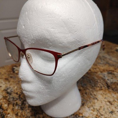 Marc Jacobs Eyeglasses Womens 53-17 Red Gold Cat Eye Clear Frames Designer