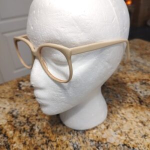 Vintage Pappagallo Eyeglasses Frames Womens Large Beige France Cat Eye 60s 70s