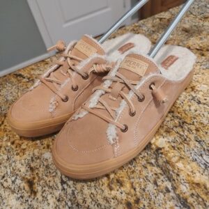Sperry Shoes Womens Size 7.5 Mule Slip On Faux Shearling STS878885 Fuzzy Sneaker