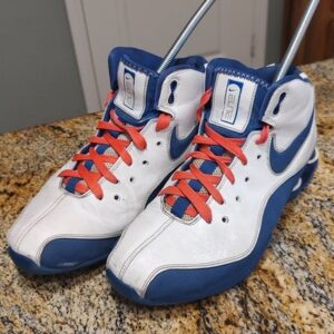 Nike Shox Zoom Air Elite Flight Basketball Shoes White Blue 324830-141 Men's 9.5