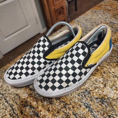 VANS ComfyCUSH Slip-On Black White Yellow Blue M8.5 W10 Used