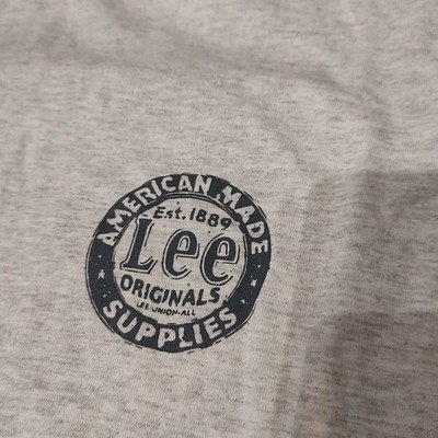 Vintage Lee Jeans Sports Shirt Men's Size Large Gray Short Sleeves 100% Cotton