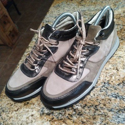 Paul Green Spunky Steel Antelope Sneakers Leather Lace Up Women's Size 7.5 E