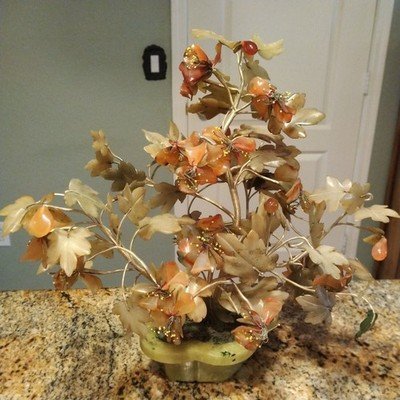 LARGE VINTAGE JAPANESE JADE TREE 14" TALL