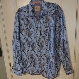 Tommy Bahama Jeans Island Crafted Mens Shirt Button Snap Size L Paisley Print