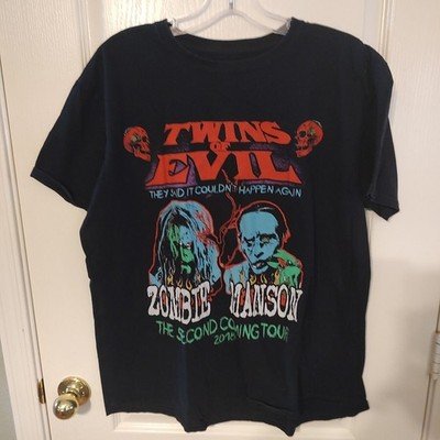 Twins of Evil Rob Zombie Marilyn Manson 2018 2nd Coming T-Shirts Black Size XL