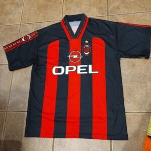 Vintage AC Milan Home Soccer Short Sleeve Jersey Commandini 9 Men's Sz XL