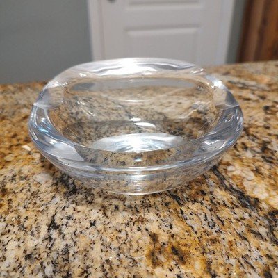VTG Signed Val St. Lambert France Wave Crystal Clear Ashtray Trinket Dish