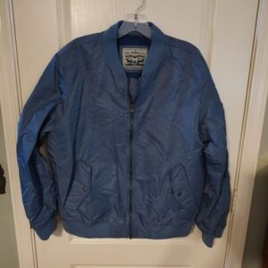 Levi's Men's MA-1 Flight Lightweight Zip-Up Bomber Jacket Blue Horizon Sz Large