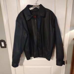 Vintage Hind Men’s Black Genuine Leather Full Zip Jacket Quilted Liner Sz Large