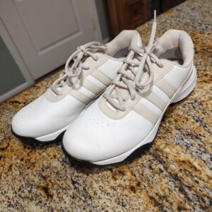 Adidas Golf White/Bone Shoes Men's Size 7 737162 Lace Up Athletic Spikes