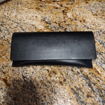 L.A.M.B Eyeglass Case Wallet Black Clutch Semi-Hard Leather Magnetic Closure 7x3