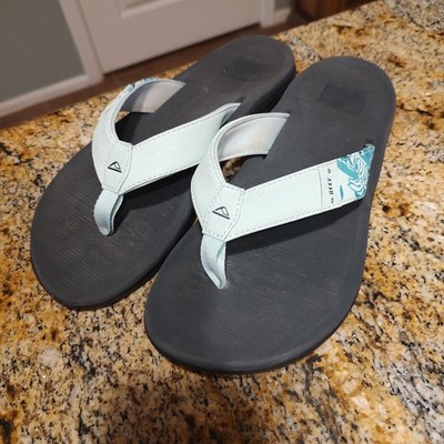 Reef Santa Ana Women's Flip Flops Sandals Arch Support Vegan Leather Mint Sz 9