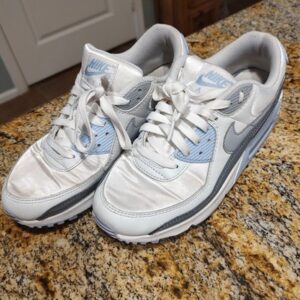 Nike Air Max 90 White Cobalt Bliss Blue Photon Dust FB8570-100 Women's Sz US 9