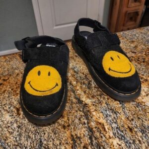 Dr. Martens Jorge Mules Smiley Face Black Mens Sandals Shoes US 12