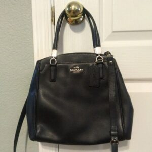 Coach Minetta Crossgrain Leather Black Satchel Crossbody Bag Handbag F34663