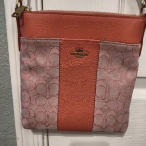 Coach Pink Leather Monogram Crossbody Bag Purse B2179-6476