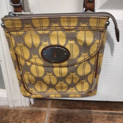 Fossil Key-Per Crossbody Bag Yellow Beetle Pattern