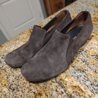 Paul Green Munchen Brown Suede Loafer Shoe Women's Sz 5 Hidden Wedge Slip On