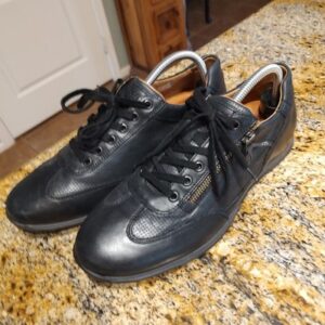 Mephisto Men's Leon Black Leather Tennis Shoes Sneakers Low Top Lace Up Size 8
