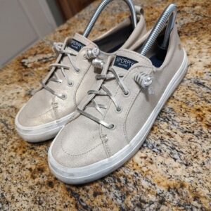 Sperry Women’s Crest Vibe Vulcanized Sneaker Flat Heel Gray STS85703 Size 8W