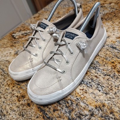 Sperry Women’s Crest Vibe Vulcanized Sneaker Flat Heel Gray STS85703 Size 8W