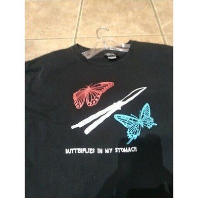 Buffalo Butterflies in My Stomach Knife Black Shirt Large LG L