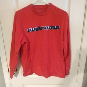 Supreme Chrome Logo Men's Longsleeve Shirt Top Red Blue Size M 100% Cotton