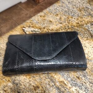 Lauren Alexandra Black Snakeskin Clutch Bag