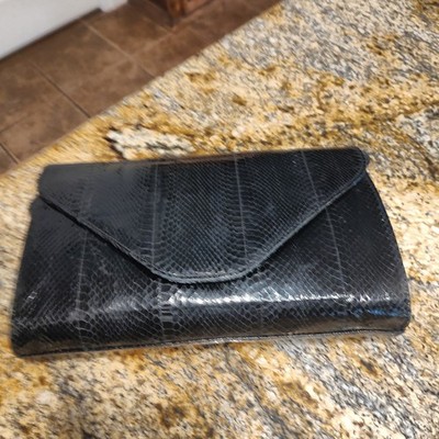 Lauren Alexandra Black Snakeskin Clutch Bag
