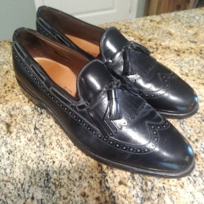 Allen Edmonds Slip On Black Leather Tassle Mansfield Shoes 22075 Mens Size 10.5"