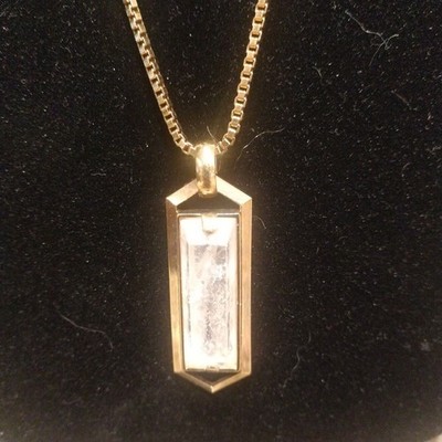 Vintage Ann Taylor Gold-tone Clear Emerald Cut Crystal Long Crystal Necklace