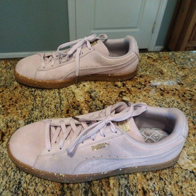 Puma Suede Speckled Sneakers Slip On Low Top Lilac Soles Shoes Womens Size 11M