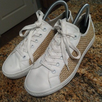 Paul Green Rachel Sneakers Woven Leather White Nature Combo Women's Size 5