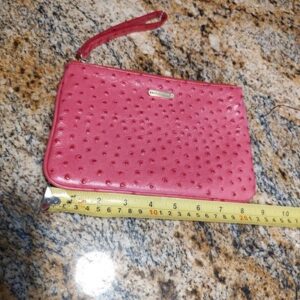 Brahmin Pink Ostrich Leather Wristlet Clutch 9" x 6" Handbag