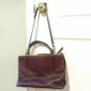 COACH 28160 BOROUGH Pebbled Oxblood Leather Satchel Handbag Rare Retired