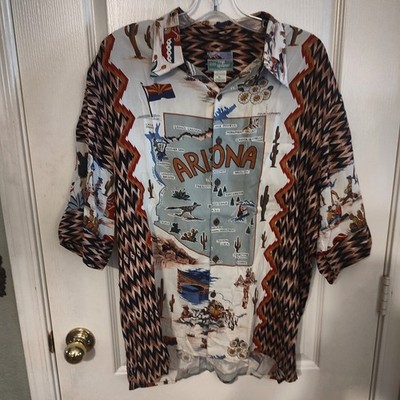 Rare Reyn Spooner Hawaiian Shirt Arizona Map Size L Large