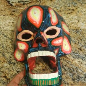 GUATEMALAN MEXICAN MOVABLE SKULL MASK TRANSFORMATION WOODEN FOLK ART HAND CARVED