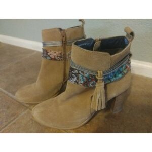 CALLISTO of California Floral Scarf Suede Leather Boots 7 M CUTE L@@K!