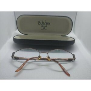 BULOVA “TARRAGONA” Eyeglasses Frame Half Rimless 51-17-135 Brown/Gold OE54