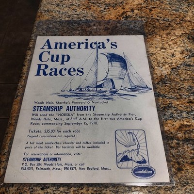 America's Cup Races Ticket 1970 Steamship Authority NOBSKA Martha's Vineyard