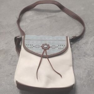 NOCONA Womens Western Crossbody Bag Cream Brown Teal Faux Leather Fabric EXCELLE