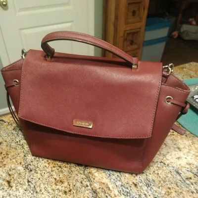 Kate Spade rn 0102760 Maroon Medium Satchel Handbag W/ Crossbody Strap