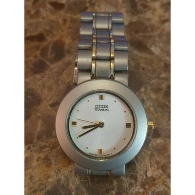 MENS CITIZEN GN-4-S-5 QUARTZ TITANIUM WATCH GRAY WITH GOLD TRIM NEEDS BATTERY