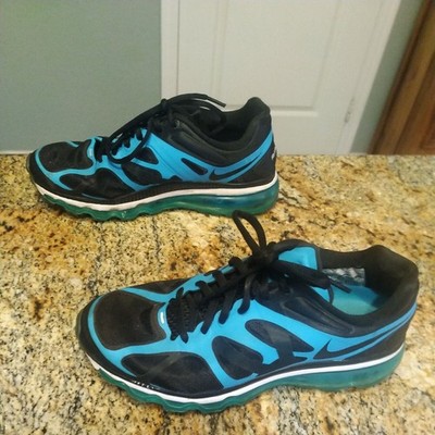 Nike Air Max + 2012 Black Blue Running Sneakers Womens Size 7 487679-004