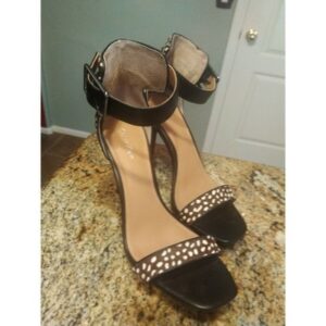 Calvin Klein Women's Pump Shoes Vable Dotted Calf Hair Open Toe Shoes Black 8.5M