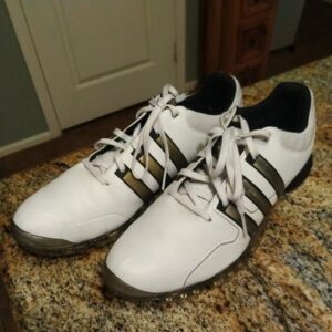 Rare Adidas Mens Powerband Golf Shoes 2016 Size 13 White / Gold