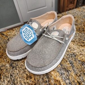 Hey Dude Wendy Metallic Silver Sparkle Shoes Rose Gold Size W10 SKU 41082-7D9