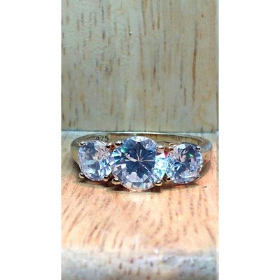 3.79 TW Sterling Gold CZ Ring signed "D" 925 size 8.5