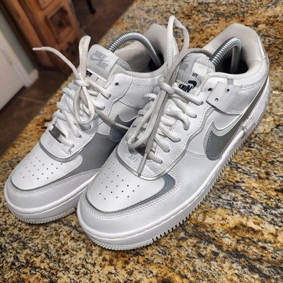 Nike Air Force 1 Sneakers White/Silver Size 9.5 Model CI0919-119